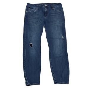 Kut jeans 10 Deep blue denim slightly destroyed look stretchy stretch euc